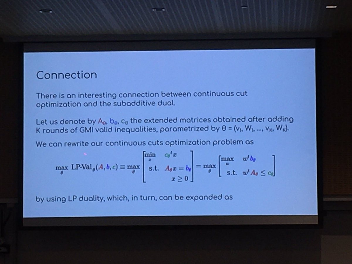 thserra's tweet photo. Closing the loop and unifying deep learning with integer programming, Lodi argues that the classic GMI cutting plane algorithm corresponds to a particular form of training this subadditive neural network! #KnightsOfMIP #KnightsOfLearning #orms https://t.co/Wo6BrKpxQ6