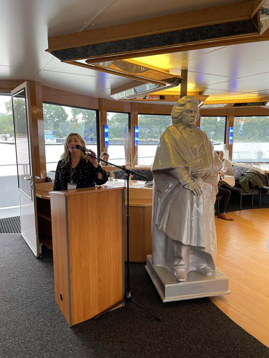 GMOrch's tweet photo. Next to Beethoven: opening of the evening reception on Rhine River boat for #IAMIC conference by the President supported by @GVL_de and @gema_news. @mizMusikinfo https://t.co/eqcTFmx2Fb