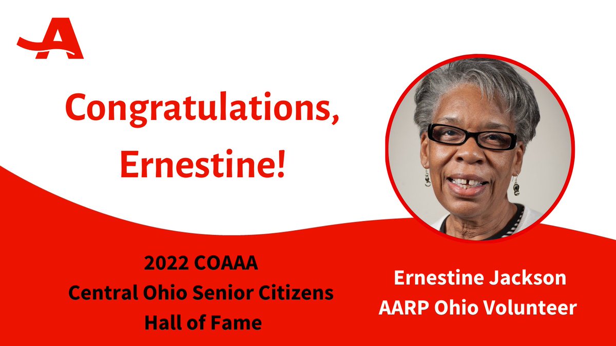 AARPOhio's tweet photo. We are excited that Ernestine Jackson will be inducted into the @COAAAging 2022 Central Ohio Senior Citizens Hall of Fame this Wednesday. Ernestine has been an exceptional volunteer leader for AARP Ohio for more than 16 years. Congrats, Ernestine! #AARPVolunteers https://t.co/aEurOjlQhw