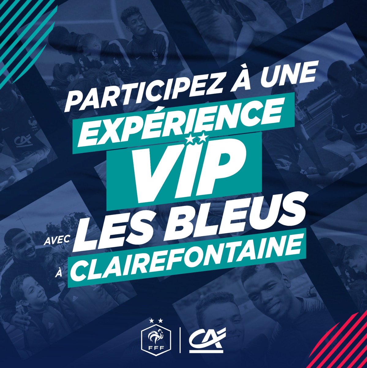 Une 𝗘𝗫𝗣𝗘𝗥𝗜𝗘𝗡𝗖𝗘 𝗩𝗜𝗣✨ à GAGNER pour le prochain rassemblement des Bleus :

🥂 Cocktail et animations
🤝 Rencontre avec les joueurs
🏃‍♂️ Suivi d’un entraînement privatif

Pour jouer : RT + FOLLOW <a href="/tousuncotefoot/">OnaTousunCôtéFoot ⚽️</a>