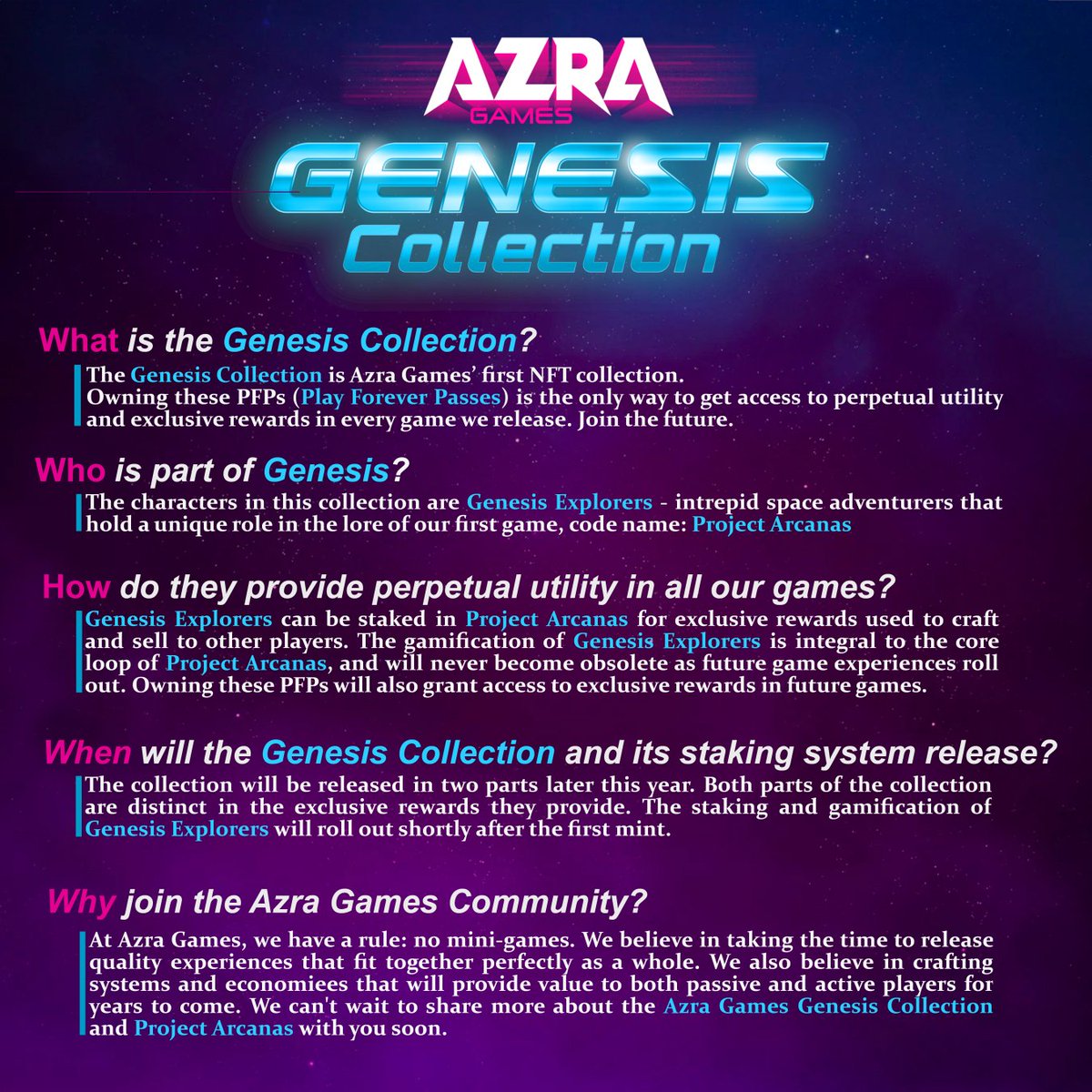 AzraGames's tweet photo. Are you excited as we are for our Genesis Collection?

We wanted to show all the new Azrans info on our first mint again, along with a sneak peek of a final shot from our storyboard.

Check out more info on our https://t.co/9SKAuSbcZe

#buildinpublic #nft #gaming https://t.co/wgJWpiqroH