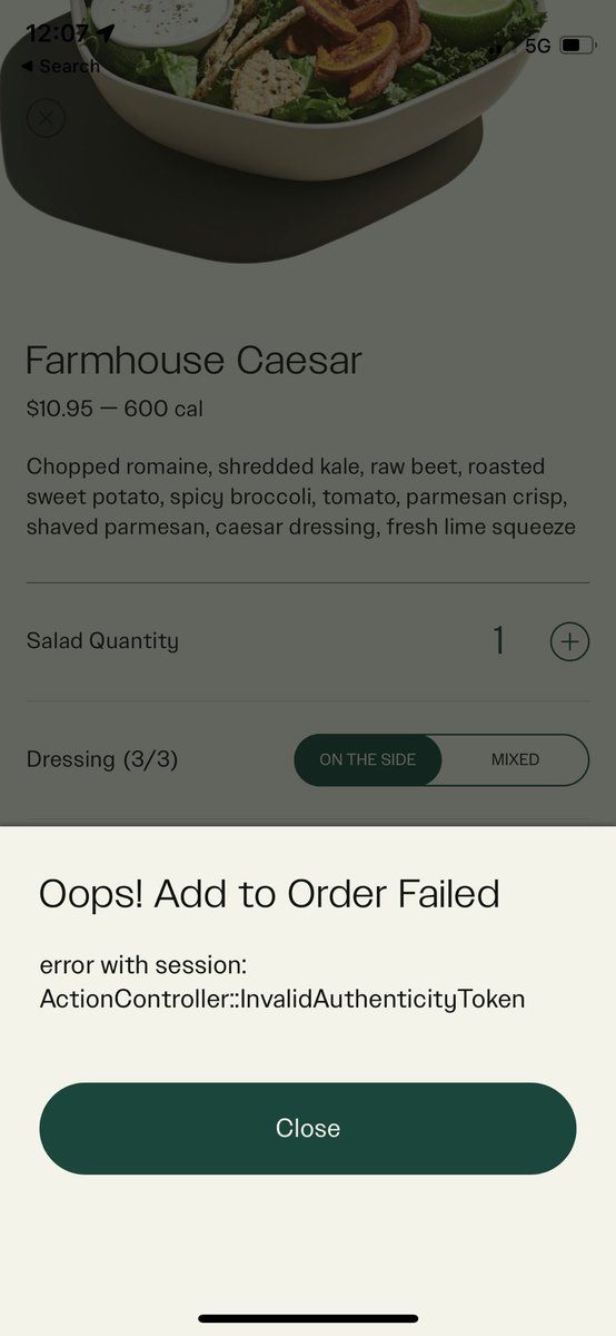 dleve123's tweet photo. @sweetgreen something is up with your rails backend! Just downloaded your app on iOS https://t.co/8t0Cwr443V
