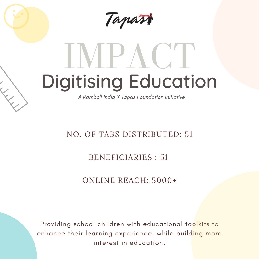 TapasFoundInd's tweet photo. Here’s an overview of the impact we’ve made in the lives of Delhi’s students via our recent campaign “Digitising Education” 🌻 

We hope that you all will continue to support our journey and help us execute our vision smoothly in the future as well! https://t.co/wH0gIozGzc
