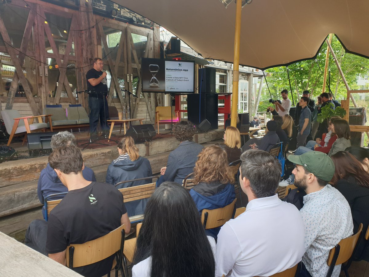Our co-founder @w1kke presenting our #ExperimentalZone App concept this weekend in Amsterdam. 

Following on from our @sovereignnature hackathon - we've further developed the concept of giving nature its own wallet. 

Thank you to & @DeCeuvel 🎉