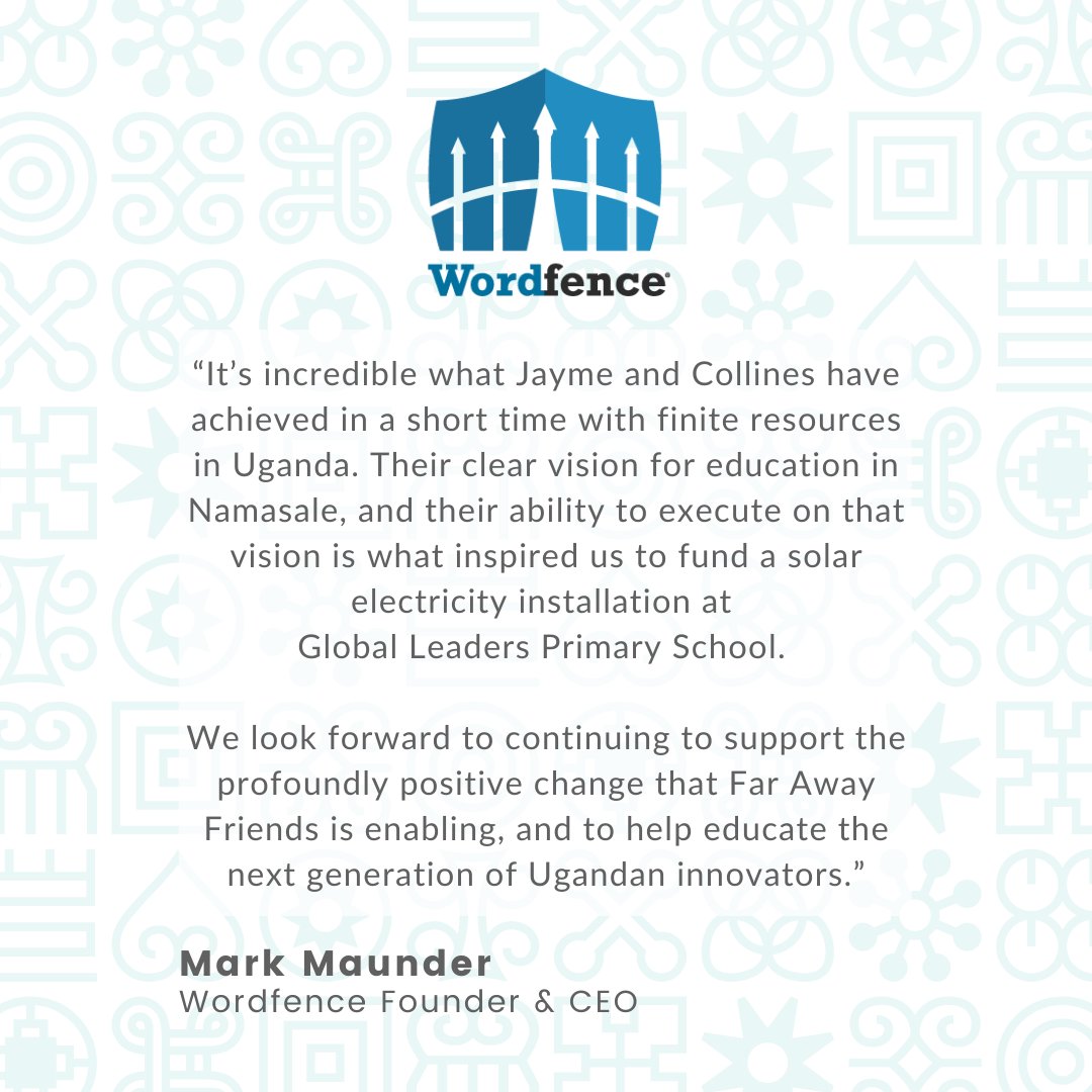 FAF_Global's tweet image. Last year, our friends at @Wordfence supported the installation of a ☀️ campus-wide solar energy system ☀️ that is fueling Global Leaders Primary school with sustainable, clean energy and lighting classrooms, dorms and teachers housing for years to come! We are so p... @Wordfence