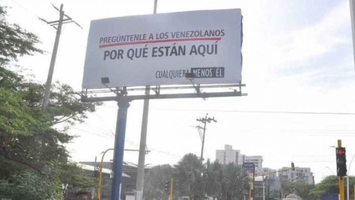 La Valla publicitaria en Santa marta Colombia no es un Acto de xenofobia hacia los Venezolanos, mas bien lo veo como un llamado de reflexion al colombiano para que no Vote por Petro, que mas ejemplo de Desgracia que el que vive Venezuela.??