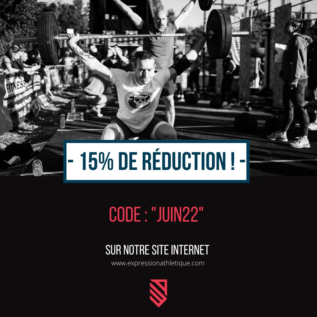 ExpressionAthlt's tweet image. Salut les athlètes ! 

Expression Athlétique vous fait plaisir. Jusqu&apos;au 5 juin 2022, profitez de 15% de réduction sur notre site avec le code &quot; juin22 &quot;. 

La promotion s&apos;applique sur tous les produits du site hors devis et promotions déjà mises en places.