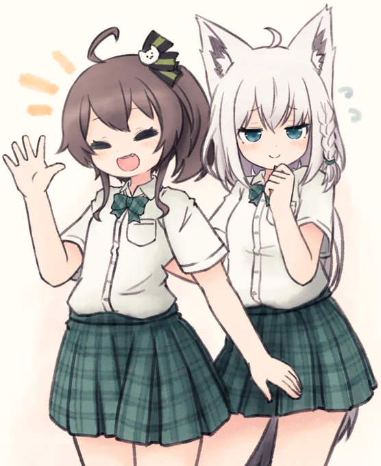 華火チャンと稲裡チャン🙂
#祭絵
 #絵フブキ 