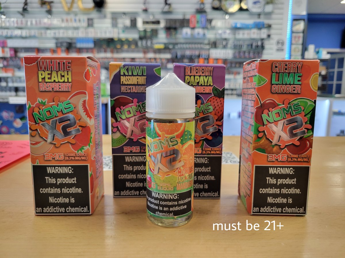 VaporCore's tweet photo. We have Noms X2 available! These guys make 120ml bottles in amazing fruit blends like White Peach Raspberry, Cherry Lime Ginger, and Cactus Jackfruit Mandarin! 
Stop by during the weekend for 10% off all e-liquid!
Must be 21+
#vaporcore #nomsx2 #vapestore #shoplocal #colorado https://t.co/SGOQD3BF7l