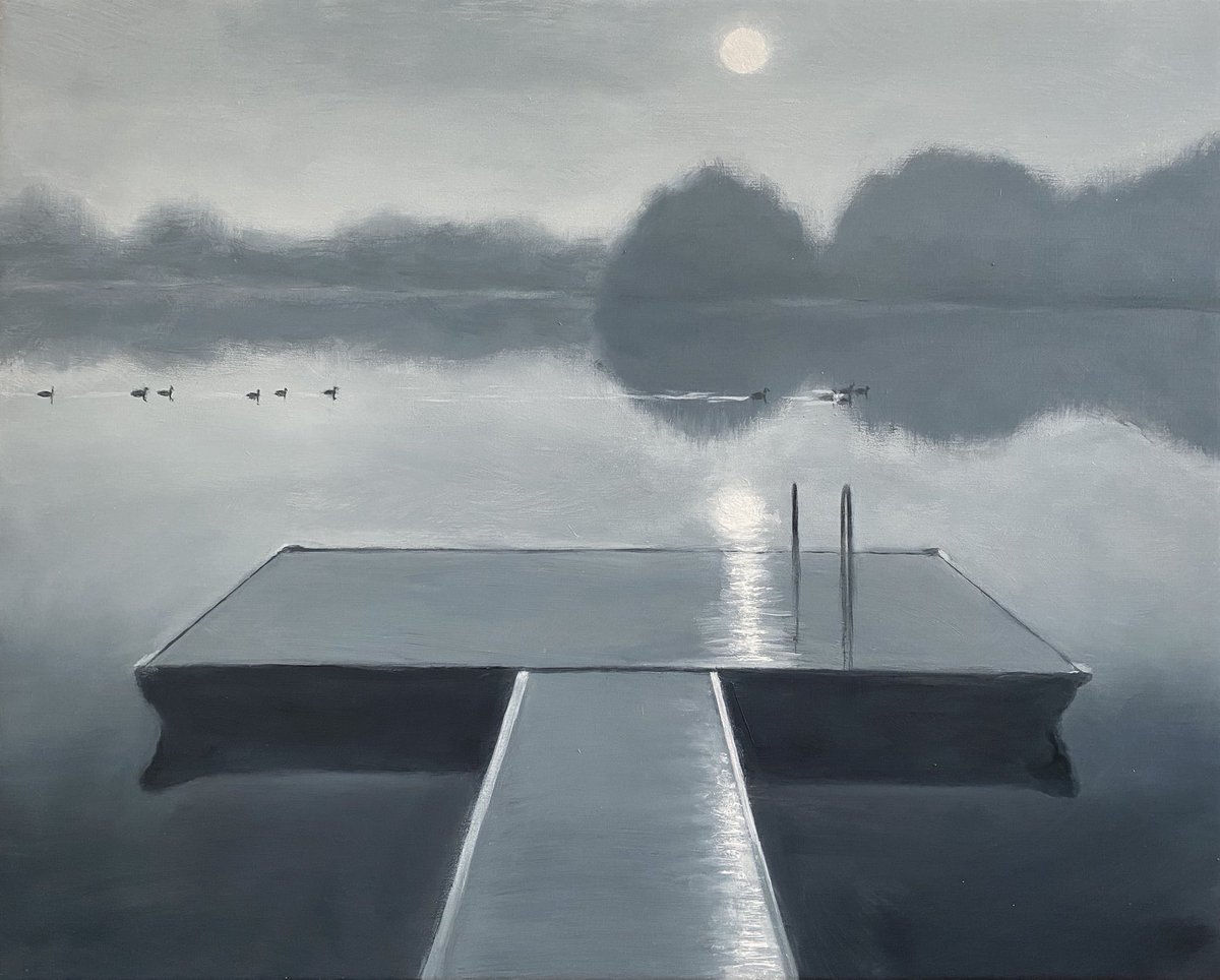 Crystal Lake Sunrise / oil painting on board