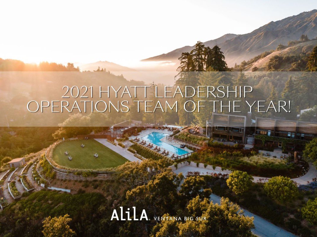 VentanaBigSur's tweet photo. Congratulation to the entire team at Alila Ventana Big Sur for the incredible work you did to help us achieve recognition as Hyatt's Leadership Lifestyle Operations team of the year!! We are proud, grateful, and even more excited for what the future holds. https://t.co/3tKsBxNRis
