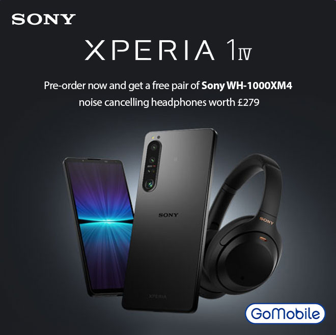 GoMobileRetail's tweet image. The brand new Sony Xperia 1 IV is now available for Pre-Order! Plus get a free pair of Sony WH-1000XM4 noise cancelling headphones worth £279!