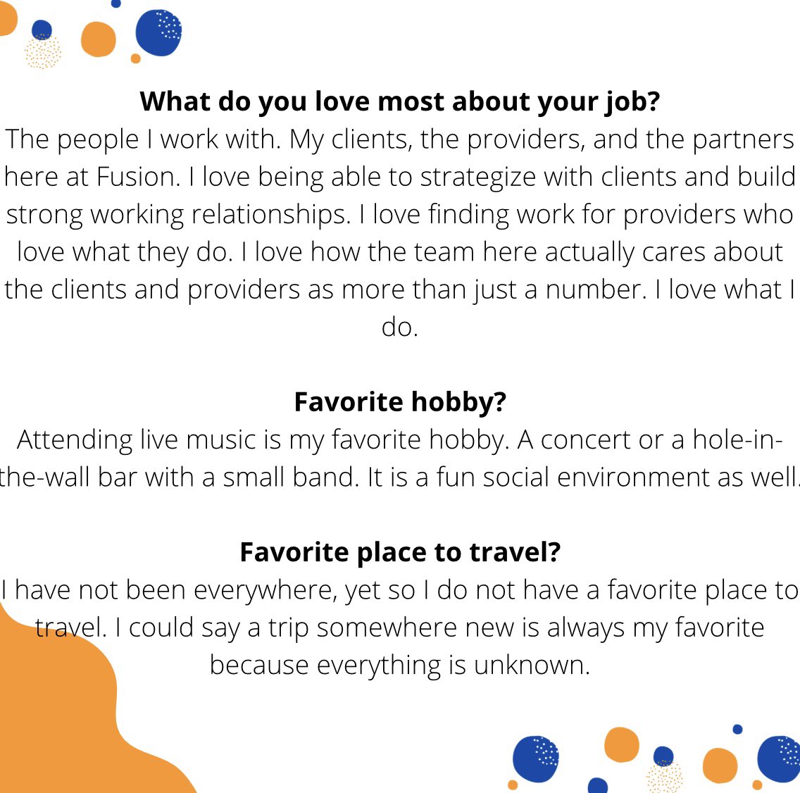 FusionHCS's tweet image. Our #teamhighlight for this week is Derek. Get to know him! 😊