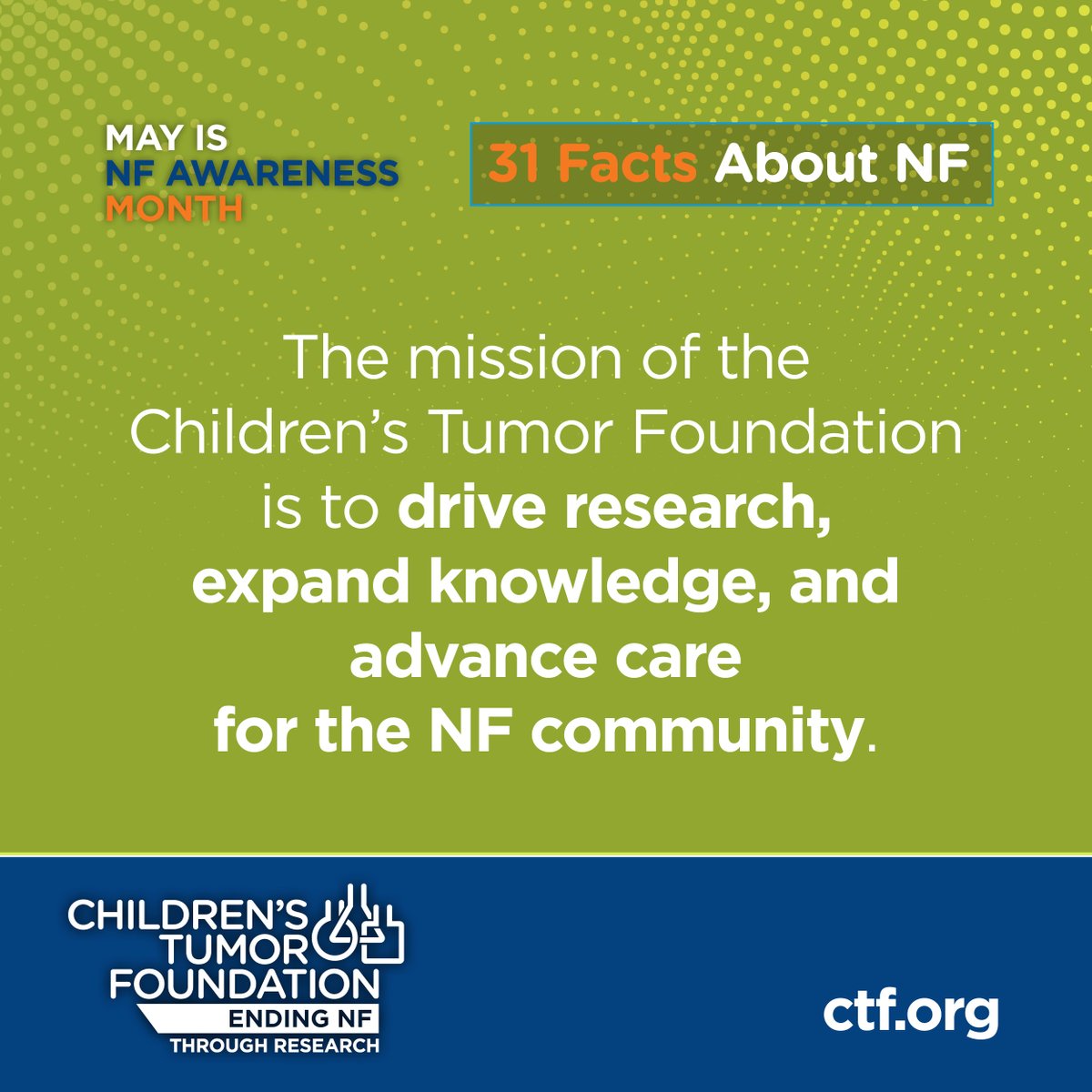 ChildrensTumor's tweet photo. The mission of the Children’s Tumor Foundation is to drive research, expand knowledge, and advance care for the NF community.

#makenfvisible #endnf https://t.co/TQ8EwordaZ