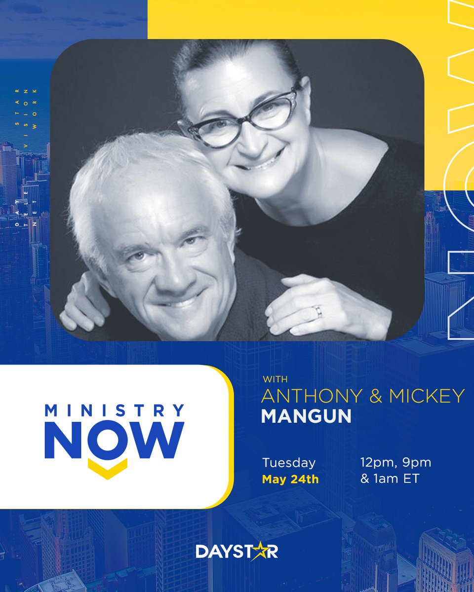 AnthonyMangun's tweet photo. Join us for our interview on Daystar’s “Ministry Now” Tuesday at 11am, 8 pm and midnight CST!
You can watch on Daystar or online at https://t.co/PNrazIl9ZT! https://t.co/ykVQcFTtOc