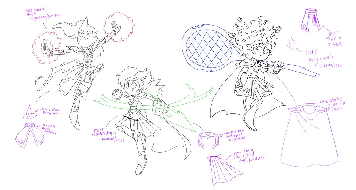 After <a href="/torpordust/">Joe Sparrow</a> did his wonderful explorations on the #amphibia girls in their calamity forms, director <a href="/ColeRoxann/">Rocksand ✨Story Artist/Director✨</a> tied the elements we liked most into these final designs for the board team. Roxann was not only a bomb ass director, but a talented designer.