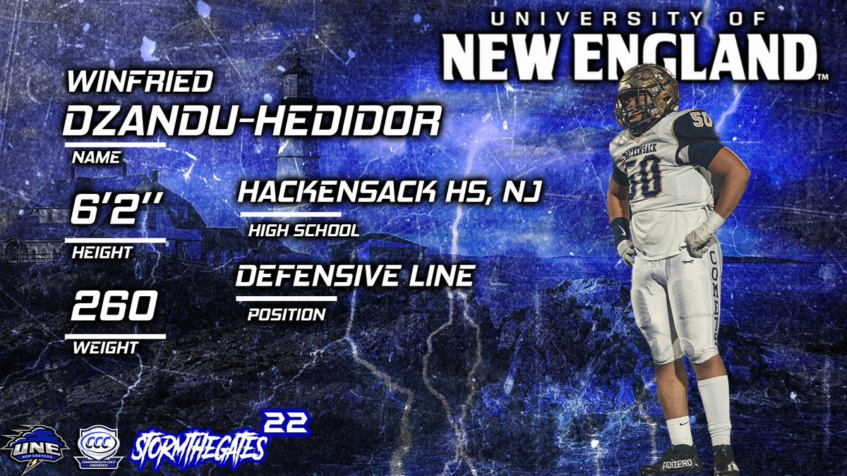 UNEfootball's tweet photo. 🌩️Welcome to the F A M I L Y🌩️
✍️Winfried Dzandu-Hedidor
🏈Defensive Line
🏫Hackensack HS, New Jersey
📚3+2 Athletic Training Master's Program  
📰HHS Scholar Athlete, North/South Bergen County All Star Game Selection https://t.co/XwBQeSnuyF