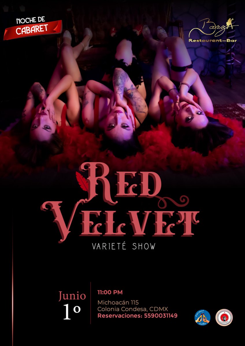 Amigos del <a href="/barzacondesamex/">barza condesa</a> ya tenemos agendado y preparado nuestro siguiente show para todos ustedes. Los esperamos el miércoles 1 de junio en nuestra NOCHE DE CABARET con las hermosas chicas de RED VELVET VARIETÉ SHOW. Reserva tu mesa al 5590031149. Michoacan 115, col. Condesa.