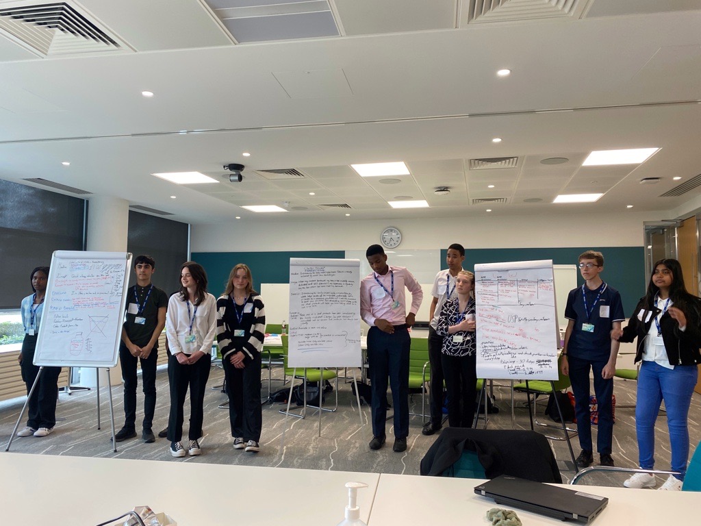 UKBayer's tweet photo. Exploring sales and marketing, our students have been challenged to put together their own sales and marketing plan for a new product idea they create! #BayerWorkExpWeek https://t.co/xN9P6gvYlI