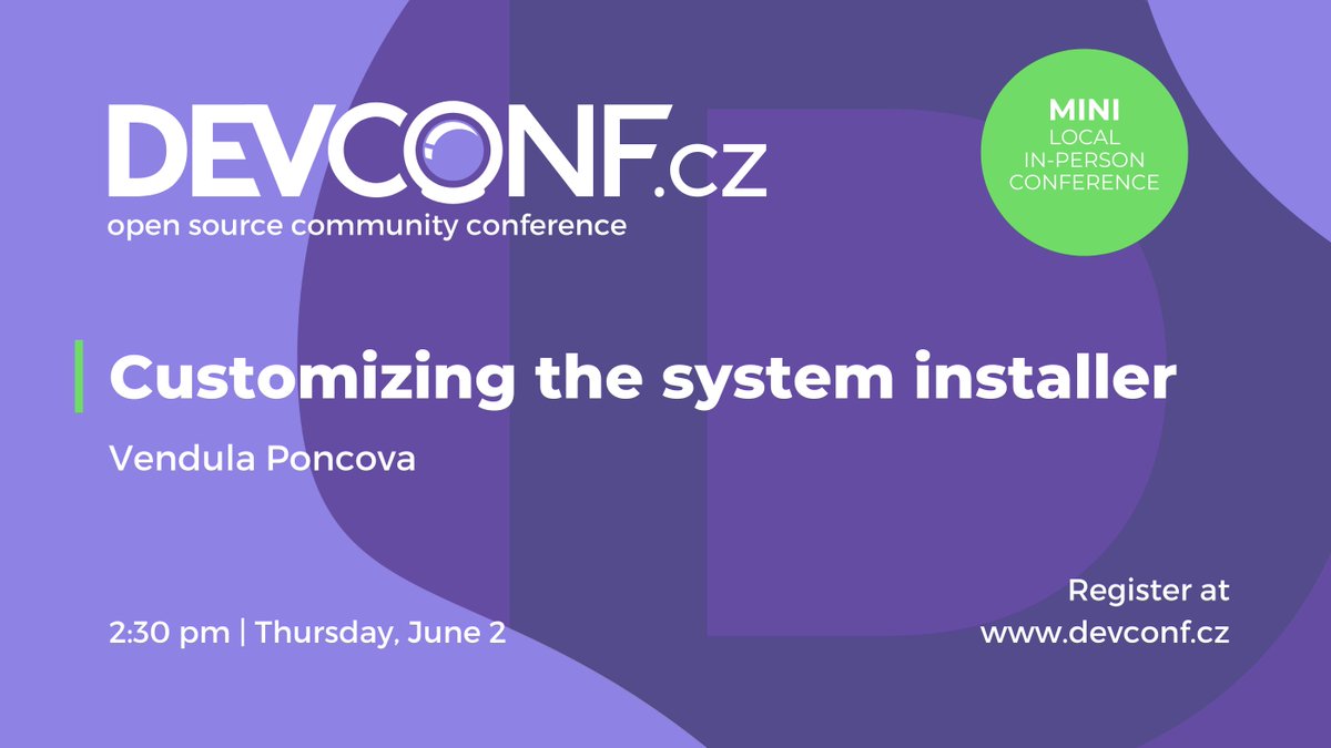 devconf_cz's tweet photo. Have you ever wondered about the differences in the installation of #FedoraServer and #FedoraWorkstation? Join Vendula Poncova to discuss common customizations and configuration of the Anaconda installer at #DevConf_CZ Mini on Thursday, June 2 in #Brno: https://t.co/jRHlNa0mWf https://t.co/ttHrqgVczp