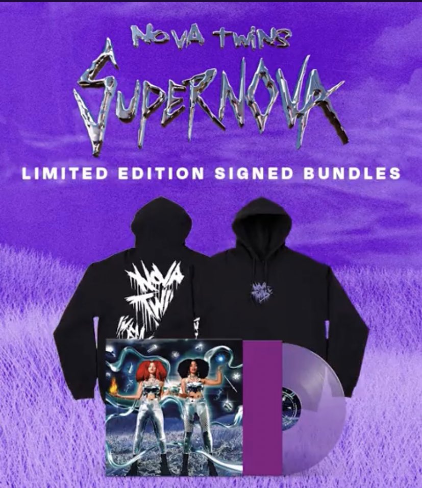 NovaTwinsGlobal's tweet image. ‼️| Calling all Supernovas!!! 

We are giving away a Supernova Bundle to one of you!

To participate
• RT this tweet 🔁
• Tell us your favourite thing about Nova Twins below 👇 
• Follow us ✅

T&amp;amp;Cs below. **Closes 16th June 00:00 BST (GMT+1)** novatwins.ochre.store