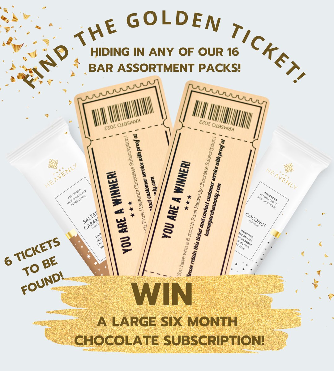 🤩🍫WIN A 6 MONTH CHOCOLATE SUBSCRIPTION! 🍫 🤩

All of your chocolate ✨ dreams ✨ could come true if you find a GOLDEN TICKET in one of our 16-Bar Assortment Boxes 😲