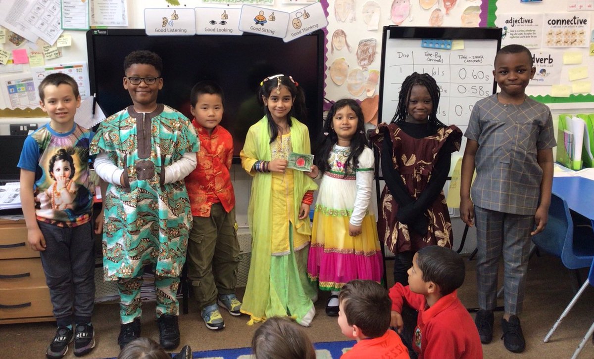 TerraceRoad's tweet photo. #trpfoxes have had a wonderful Diversity Day! What beautiful traditional clothes and show and tell we had today! Thank you for bringing in items from home! We also enjoyed some delicious foods from around the world ๐ #trppm #trphum #trprrs #trpethel https://t.co/OvZWxmVDZS