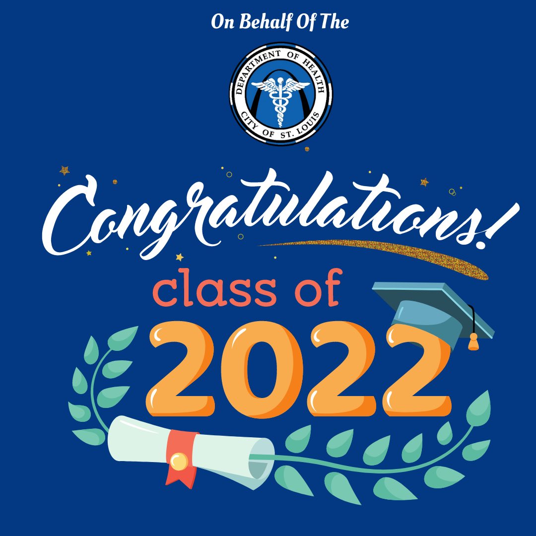 CityofSTLDOH's tweet photo. On behalf of the @CityofSTLDOH we want to congratulate all of the Class of #2022 graduates in our community!  

#congratulations #Classof2022 #graduates #youdidit🎓 #StLouis https://t.co/wpJ9hqGlAI