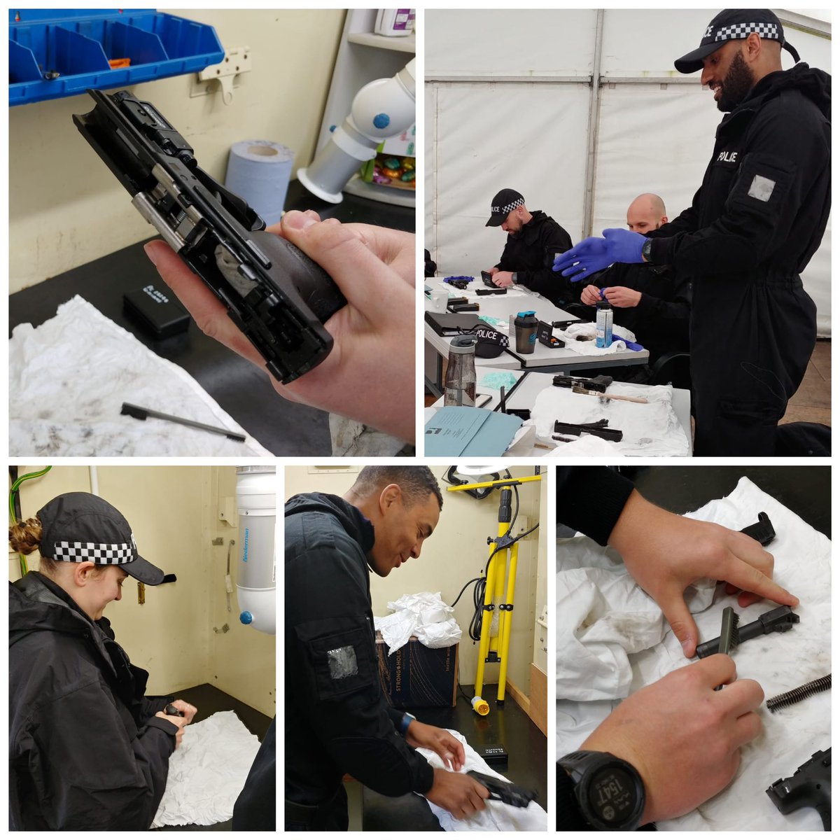 Start of week 2 and it’s all smiles, cleaning down the weapons after a good first day with the new <a href="/HecklerAndKoch/">Heckler & Koch</a> handgun. Qualification shoot at the end of the week #ukarmedpolicing #IFC2022 #StaffsARV