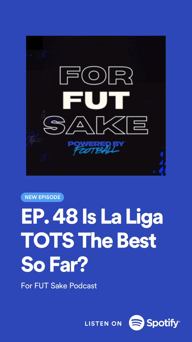 For FUT Sake Pod - Weekly EAFC 24 Podcast (@forfutsakepod) on Twitter photo Episode 48 of the pod is out now with <a href="/BackpageGaming/">Backpage Gaming</a> & <a href="/MarcFUTTrader/">Marc - Fut Trader</a>
We Discuss:
🔥La Liga TOTS
😑Liga NOS TOTS
🤔How can TOTW become great again?
All links to listen:
🎧Spotify: buff.ly/3PBHQ5J
🍎ITunes: buff.ly/3LDBXSg
⚓️Anchor: buff.ly/3wzwXdc Episode 48 of the pod is out now with <a href="/BackpageGaming/">Backpage Gaming</a> & <a href="/MarcFUTTrader/">Marc - Fut Trader</a>
We Discuss:
🔥La Liga TOTS
😑Liga NOS TOTS
🤔How can TOTW become great again?
All links to listen:
🎧Spotify: buff.ly/3PBHQ5J
🍎ITunes: buff.ly/3LDBXSg
⚓️Anchor: buff.ly/3wzwXdc