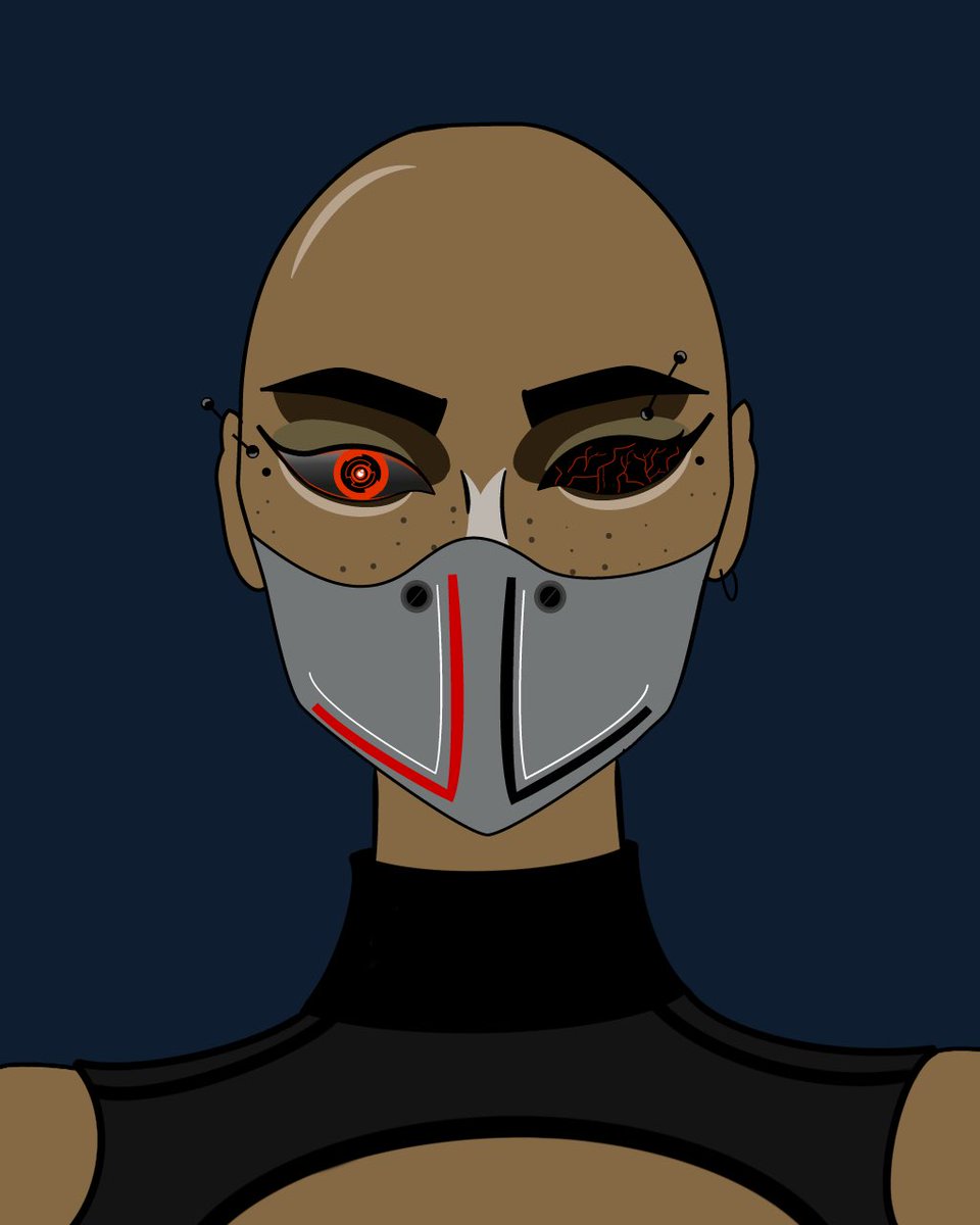 Cyborg Nima is waiting for her owner. Hop to OpenSea and she can be yours!
opensea.io/MaskedCyborgs

#NFT #NFTs #opensea #nftbuyers #nftcollectors #NFTProject #PolygonNFT #MATIC #NFTCollection