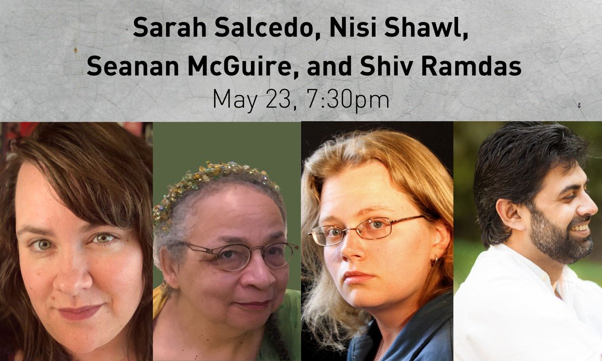 THSEA's tweet photo. Join us this Evening! Our Spring Writer-in-Residence @SarahSalcedo with Nisi Shawl, Seanan McGuire, and Shiv Ramdas: Speculative in Seattle. https://t.co/6sDjR9av1G. Presented in partnership with Clarion West #seattlewriter #seattleauthor #writerinresidence #pnwwriter https://t.co/eF5bR8RTg5