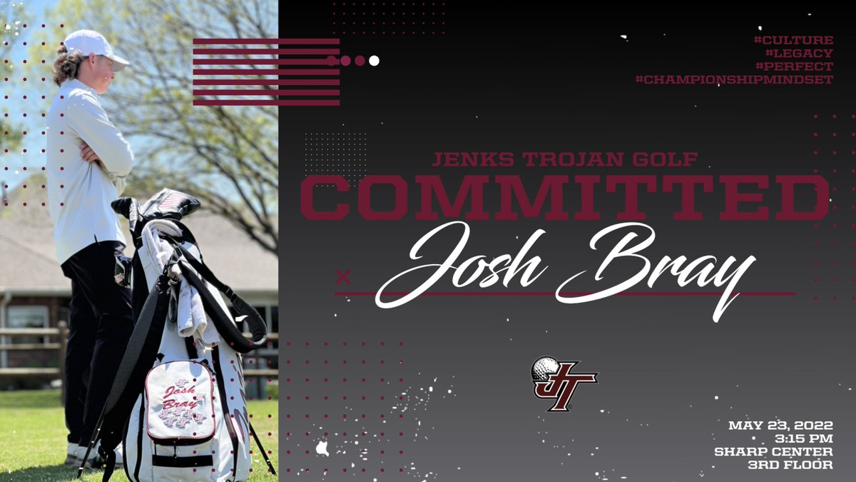 Josh Bray will be signing his National Letter of Intent to play golf at Crowder College at 3:15 TODAY in the Sharp Center! Way to go Josh!
#Culture #Legacy #PERFECT #ChampionshipMindset