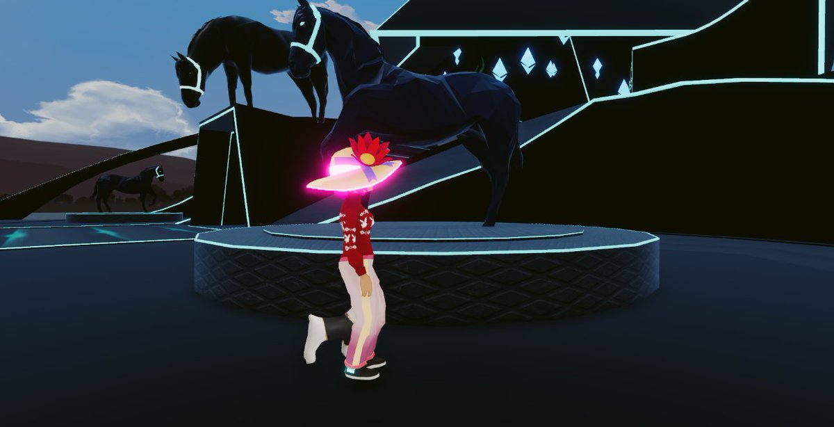 🗓️ #QxG30 Day 26
📍 (-135, 95)

This Horse Race Hat was the first wearable that <a href="/Whiffy_DCL/">whiffy.eth | 51603.eth</a> and I made. It's so important to me because it marks the start of all of the good times that Whiffy and I have spent together and the more good times to come.