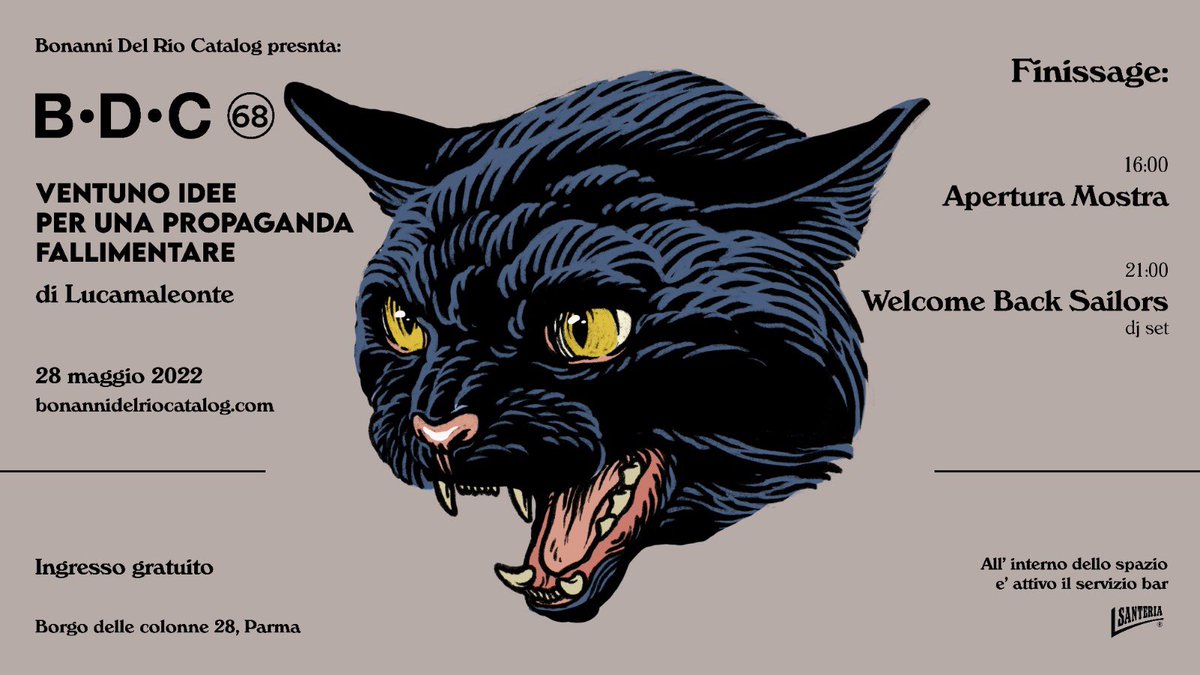 BDC68: FINISSAGE - Sabato 28 Maggio

L’ultimo evento prima della chiusura estiva di BDC

21:00 Welcome Back Sailor // Dj set

Ulteriori info: fb.me/e/1zbrLz8lV