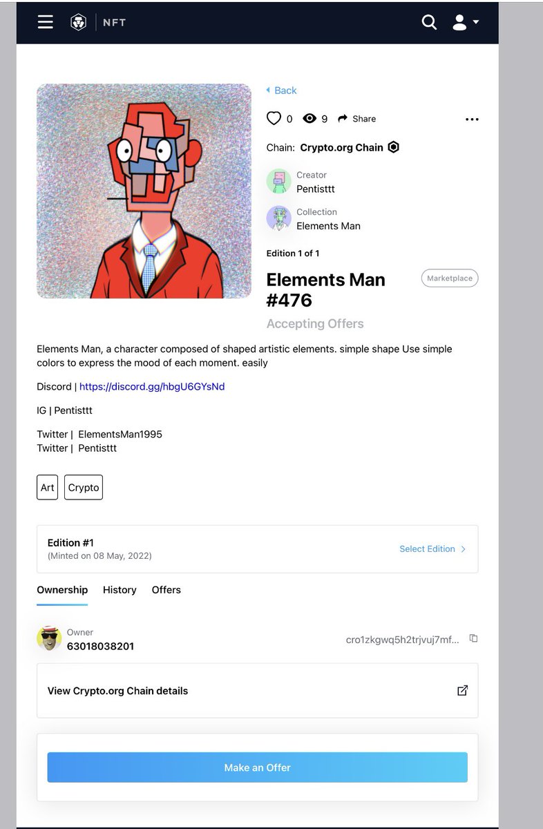pentist___'s tweet photo. Thank you very much for your likes and support. Have a nice day to everyone too.💛🙏🏼
#Cryptocom #cro #noncurated #Elementsman #nfts #NFTTHAILAND #NFTCommmunity #nftcollector #crofam #NFTdrops #LoadedLions @cryptocomnft https://t.co/f4pNKl5wyc