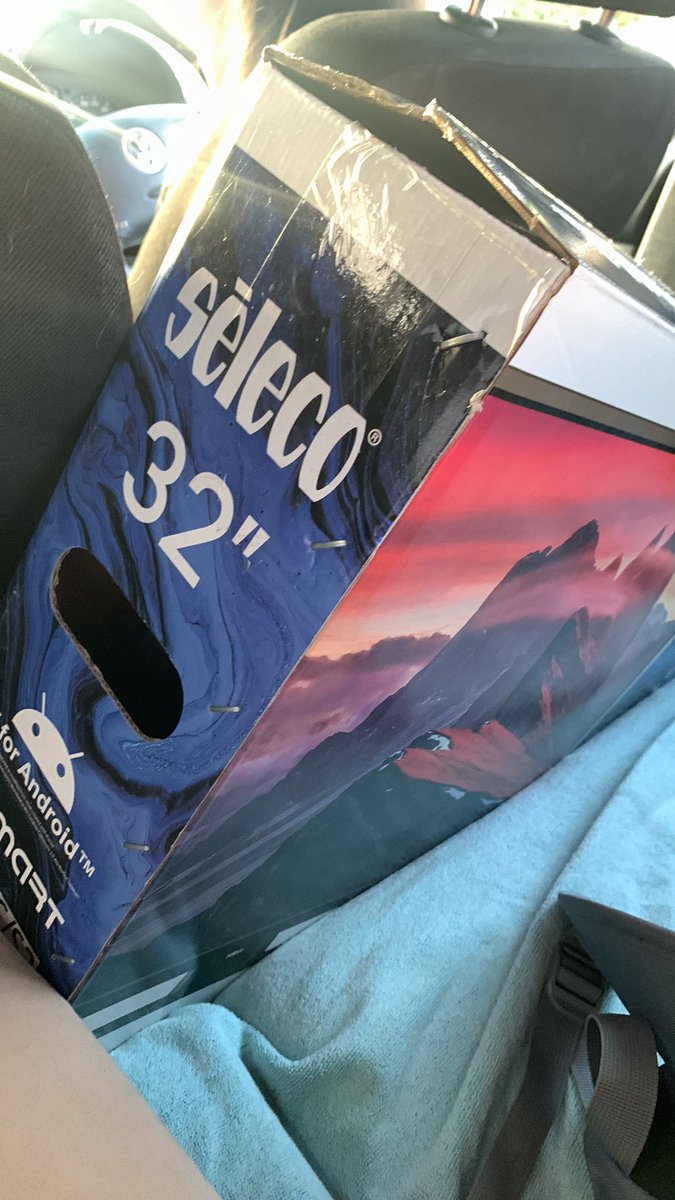 bibbymt's tweet photo. Finished my English exam and came to my sisters car to find I have a new tv https://t.co/kwgIBPuMu6