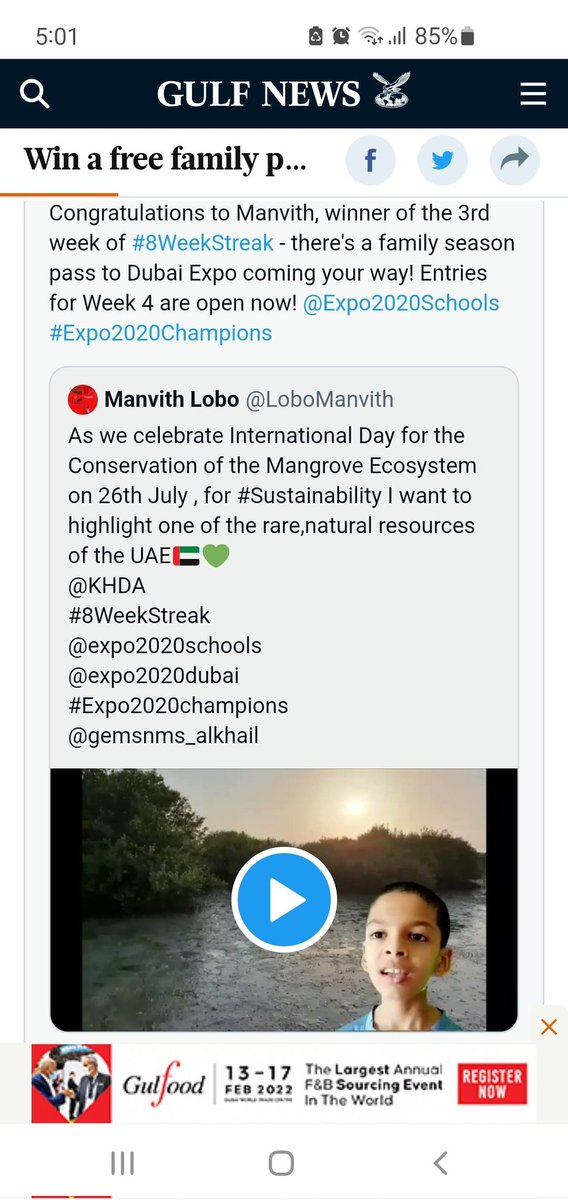 LoboManvith's tweet image. #8WeekStreak @KHDA gave opportunity to explore- music,shadow photography &amp;amp; Sustainability,humbled winning for 3 consecutive yrs.Getting featured in Gulf news was icing on the cake.
gulfnews.com/expo-2020/news…
@Fatima_Martin 
@ShettySampoorna 
@shivjit97
@nmsprimary 
@gemsnms_alkhail