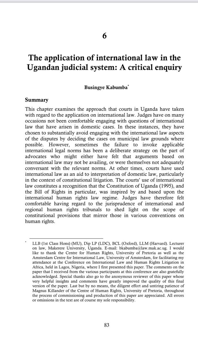 bkabumba's tweet photo. Perhaps a good time to remember the dictum of Kanyeihamba JSC in the case of Bank of Uganda v Banco Arabe Espanol [SCCA No.8 of 1998] - considered at Page 103 of this 2009 article 👇 https://t.co/bIgvvlutfI