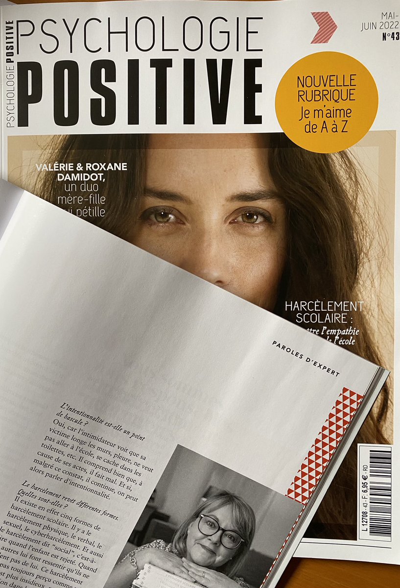 Je suis évidemment très fière de cette ITW comme experte pour <a href="/Psy_Positive/">Psychologie Positive</a> magazine sur le #harcelementscolaire. 
A lire dans le Magazine de mai-juin. 
Bonne lecture 📖
