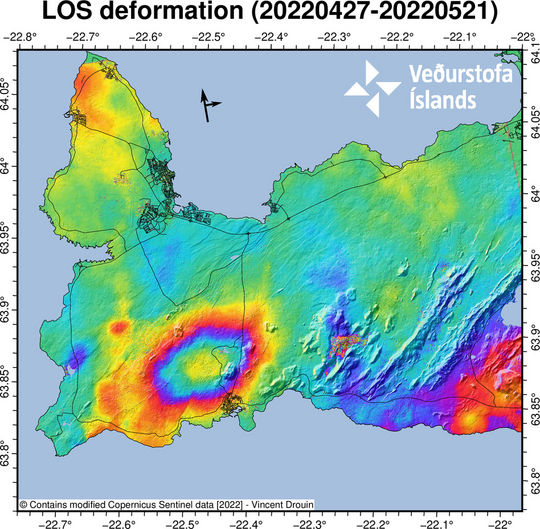 krjonsdottir's tweet photo. New InSAR! Sill intrusion ongoing. We have now 4-4.5 cm uplift .. We measure roughly 400 earthquakes daily in the area.
(Figure: Vincent Drouin)
@Vedurstofan https://t.co/U4yUzyBzWS