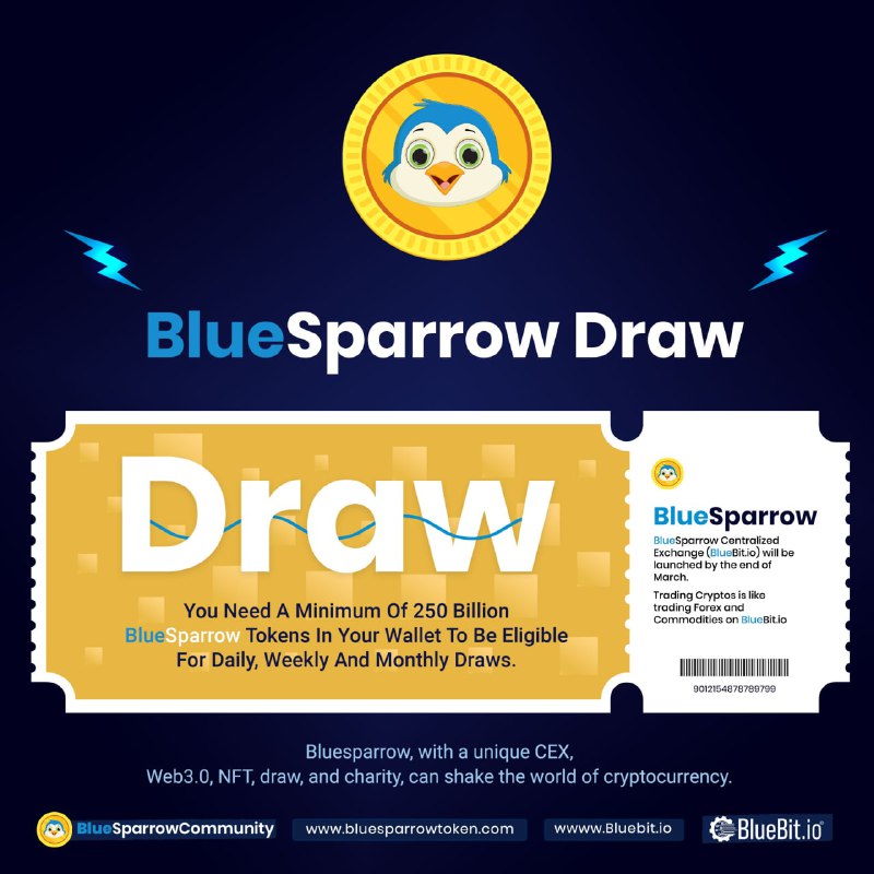 ShannonBrayNC's tweet photo. You can currently by enough #BlueSparrow to enter the daily, weekly and monthly drawings for less than $50.

7 draw winners a day from the holders in #DeFi wallets.

Minimum award: $250 in #Eth.  Good financial advice? You decide but I'm all in. https://t.co/HIy8KummoH