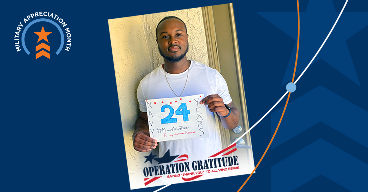 NavyFederal's tweet photo. As part of our #MissionMilitaryThanks contest, we’re making a $20K match donation to Operation Gratitude in honor of our winners. Post your photo for a chance to win - https://t.co/2pZxwI5FMU https://t.co/q4hvVFr21J