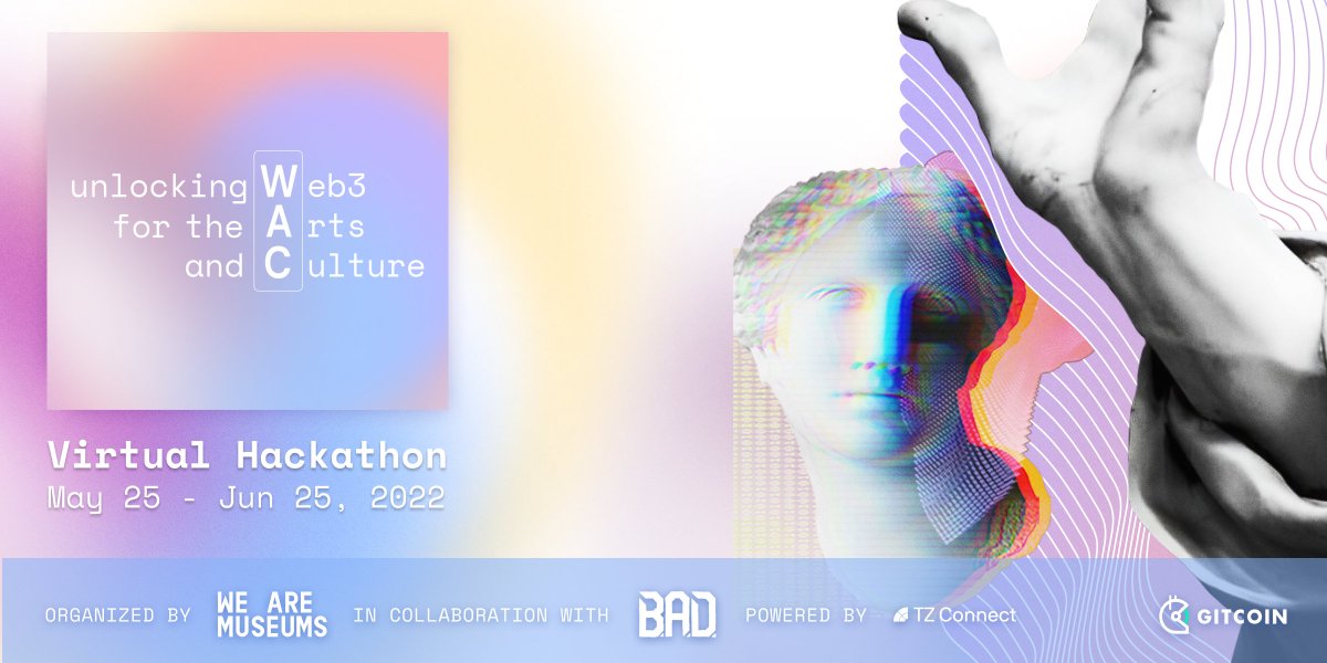 ⌛️Just two more days until the start of the Unlocking Web3 for the Arts and Culture hackathon. 💻🎨

Work w/ <a href="/vangoghmuseum/">Van Gogh Museum</a> @nxtmuseum <a href="/BeFantasticin/">BeFantastic</a> <a href="/villa_albertine/">Villa Albertine</a> <a href="/coberlin/">C/O Berlin</a> <a href="/Oct_Num/">Octobre Numérique</a> <a href="/signalfestival/">Signal Festival</a>.

💰50K in Tezos up for grabs!!

👇Sign up here👇
gitcoin.co/hackathon/WAC/…