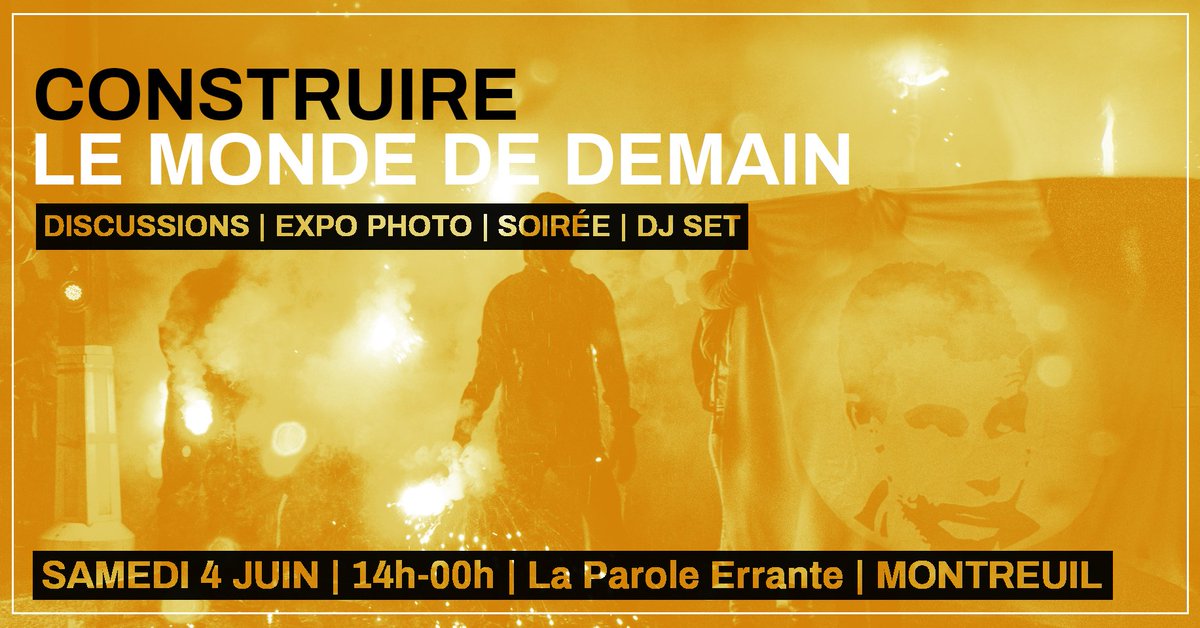 Journée de discussions-débats et soirée dj-set, à la veille de la manifestation antifasciste en hommage à Clément Méric.

Samedi 4 juin 2022 à partir de 14h
📍 La Parole Errante
9 rue François Debergue, 93100, Montreuil
Ⓜ️ Croix de Chavaux