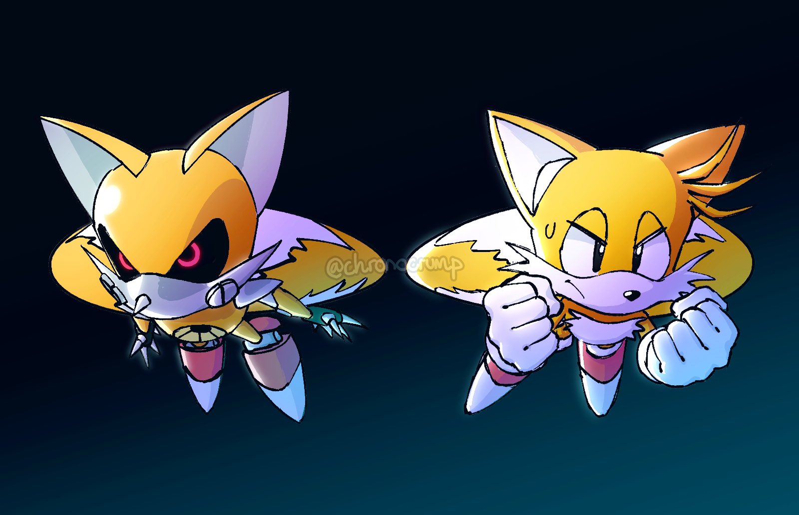 shadow the hedgehog and tails (sonic) drawn by chronocrump