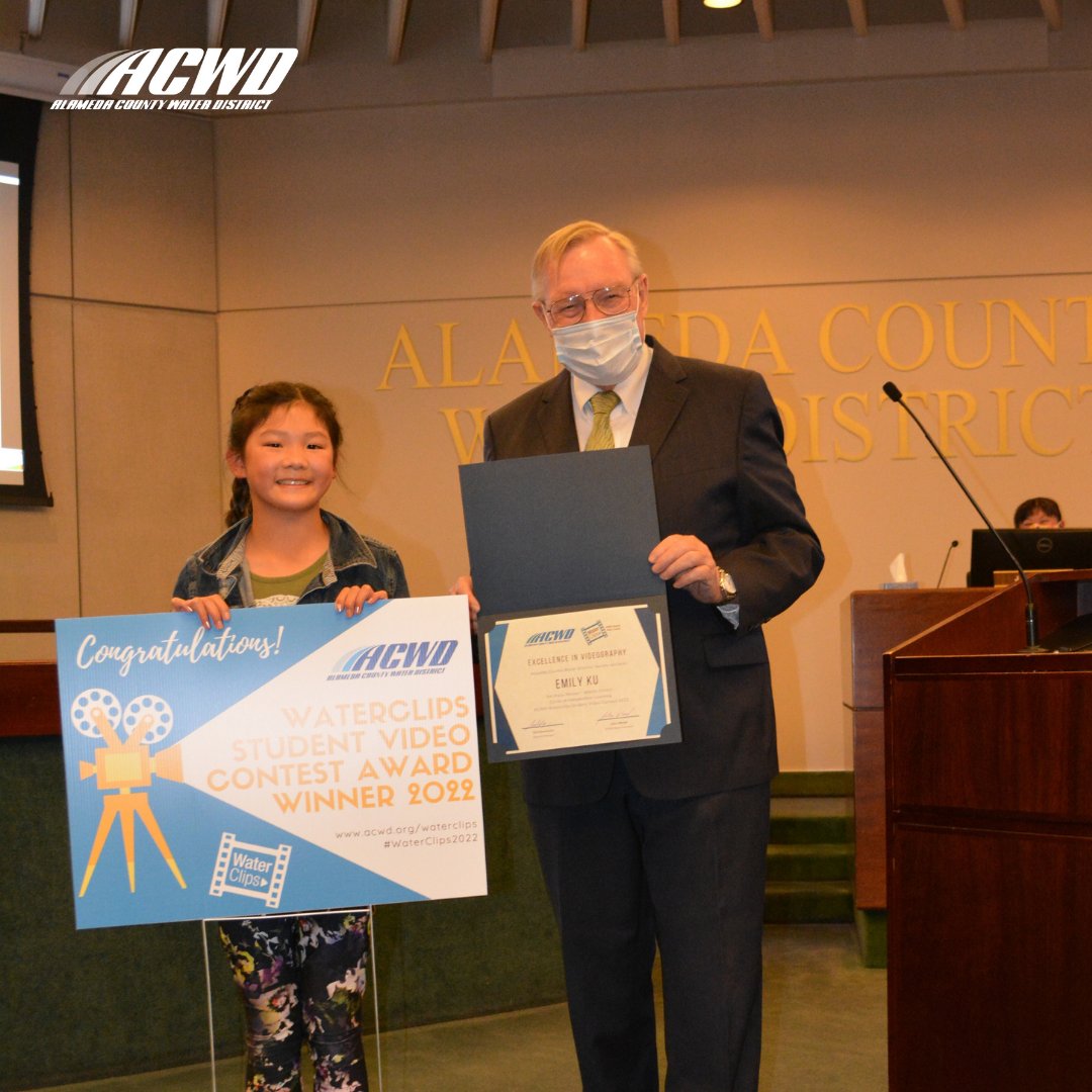 AlamedaCountyWD's tweet photo. Congratulations to our 2022 WaterClips Student Video Contest Award Winners Emily Ku, Grade 7 who placed 1st for middle school! View the winning videos here: https://t.co/6R0Dhid5lD @USDFremont @Fremont_CA #WaterClips2022 #saveourwater https://t.co/DRMf0dBe6F