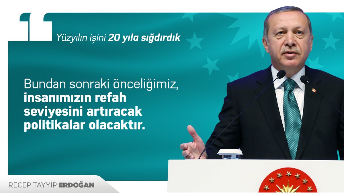 dirilis041's tweet photo. Cumhurbaşkanı @RTErdogan:

"(Yüzyılın işini 20 yıla sığdırdık) Bundan sonraki önceliğimiz, insanımızın refah seviyesini artıracak politikalar olacaktır." https://t.co/6piBREpP51
