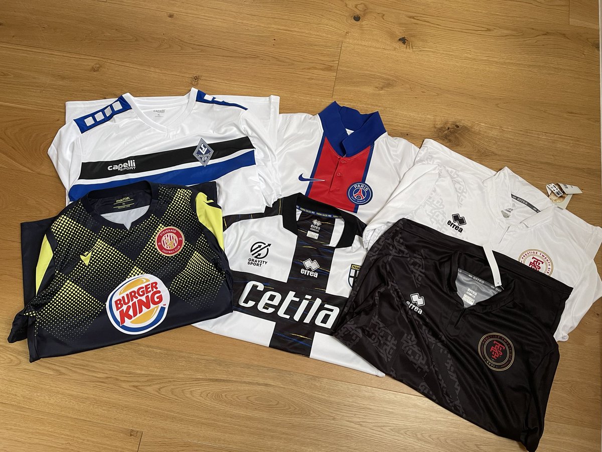 This is a small part of my <a href="/FootyCrate/">FootyCrate</a> collection! What does yours look like? Super giveaway available right now (check their pinned tweet!) for new and current subs. If you’re not subbed yet use Nep10 at checkout! #Ad 

Footycrate.com 

That PSG shirt 👀