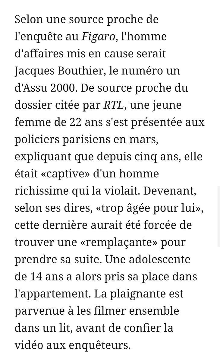 🔴🇫🇷INFO - Pédocriminalité : le PDG d’Assu 2000 Jacques #Bouthier (75 ans), l'une des plus grandes fortunes de France, est en détention provisoire pour exploitation et viol de mineures. Plusieurs de ses proches ont été interpellés dont un ancien membre du GIGN. (RTL - Le Figaro)